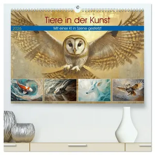 Calvendo Tiere in der Kunst (hochwertiger Premium Wandkalender 2026 DIN A2 quer), Kunstdruck in Hochglanz: Tiere in der Kunst lebendige Symbole, die Natur, Kultur und Emotion verbinden. (CALVENDO Tiere)