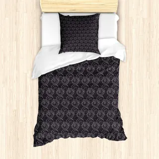 ABAKUHAUS Abstrakt Bettbezug Set für Einzelbetten, Moderne Whirlpools, Milbensicher Allergiker geeignet mit Kissenbezug, 135 cm x 200 cm - 80 x 80 cm, Dark Purple Pale Grau