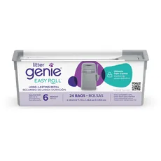 Litter Genie Easy Roll Nachfüller, Katzenstreu Entsorgungssystem, ultimative Geruchskontrolle, mühelose Reinigung, 1 Nachfüllpack mit 24 Beuteln