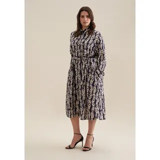 seidensticker Sommerkleid »Schwarze Rose« Langarm Kragen Kettenprint, blau