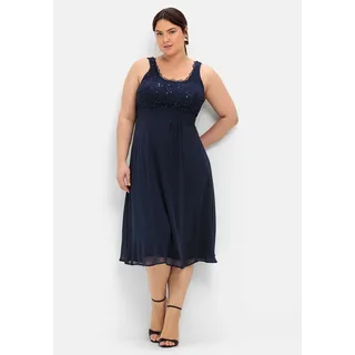 Sheego Cocktailkleid »Abendkleid mit Spitze und Pailletten«, mit Spitze und Pailletten, blau