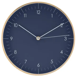LUUK LIFESTYLE Moderne Quarz Wanduhr, Geräuschlos, 24,8cm, Dunkelblau | lesbare arabische Ziffern, geräuschlos, Praktisches Geschenk, Modernes, minimalistisches Design mit Sekundenzeiger