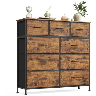 Songmics Sideboard 9 Schubladen vintagebraun/tintenschwarz