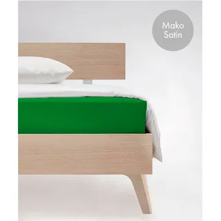 FLEURESSE Spannbettlaken Mako-Satin 90 x 200 - 140 x 200 - 180 x 200 cm Grasgrün