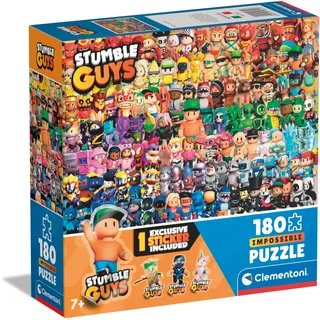 CLEMENTONI Impossible 180 Teile Kinder 7 Jahre, Puzzle Figuren Stumble Guys Videospiel, Gaming, Made in Italy, 29321, Mehrfarbig