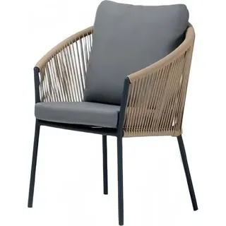 Sessel Design Terrasse Polster Holz Polster Moderne Luxus Grau Hochwertig Rattan - Grau