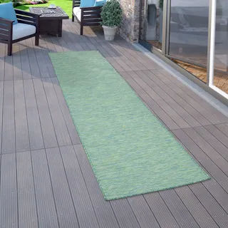Outdoor Teppich Balkon Terrasse Grau Rosa Grün Pastellfarben Flachgewebe Grösse 120x160 cm - Türkis