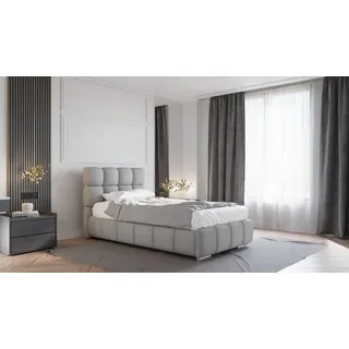 Homesy Polsterbett Bliss 100 x 200 cm mit Bettkasten und Lattenrost, Taschenfederkernmatratze mit Kokos 20cm - grau , Grau , Holz , Mode , 100x200 cm , Oeko-Tex® Standard 100 , Schlafzimmer, Betten, Polsterbetten