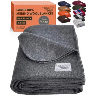 Woolly Mammoth Woolen Company Explorer-Kollektion Bettüberwurf 167 x 230 cm Grau