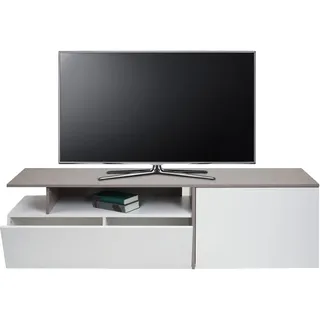 Mendler TV-Rack HWC-L34, Lowboard Fernsehtisch Sideboard TV-Schrank Kommode, Holz 45x161x40cm Staufach, Beton-Optik weiß