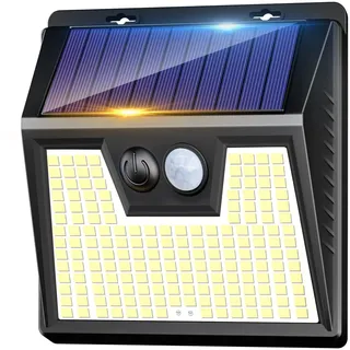 LOTMOS 1 Stück Solarlampen für Außen mit Bewegungsmelder, 176 Superhelle LED Solarleuchten für Aussen IP65 Wasserdichte, 3 Modi Solar Lampe Outdoor für Garten Garage Hof Draußen, Kaltes Weiß