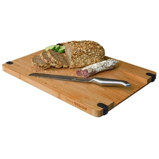 DuneDesign 100% Rutschfest: Bambus Holzbrett Küche - 44x30x2 Schneidebrett Holz - Hackbrett Holz Groß Massiv Küchen Holzbrett Fleisch Küchenbrett Bambus Holzplatte Wooden Cutting Board Bambus Platte