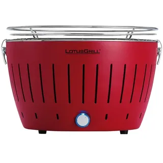 LotusGrill LG G34 U RD  Tragbarer Holzkohlegrill für den Außenbereich  Rotes Außengehäuse