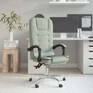 The Living Store Bürostuhl mit Massagefunktion Hellgrau Samt - Grau