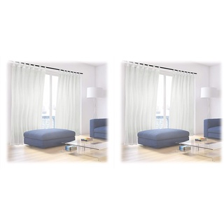 Relaxdays Vorhänge mit Schlaufen, 2er-Set, Voile, halbtransparente Gardinen, einfarbig, Polyester HxB 245x140 cm, Creme (Packung mit 2)