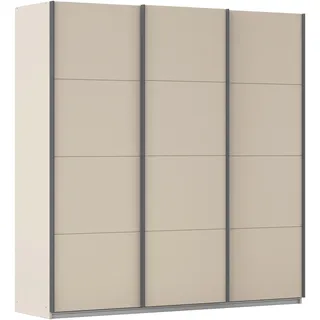 Schwebetürenschrank OTTO HOME "Kleiderschrank Schrank Garderobe AGORDO mit Dekor- oder Hochglanzfront", beige (beige (champagner), griffleisten graumetallic), B:203cm H:210cm T:62cm, Holzwerkstoff, Schränke, Schwebetürenschrank, in 4 Breiten und 2 Höhen MADE IN GERMANY