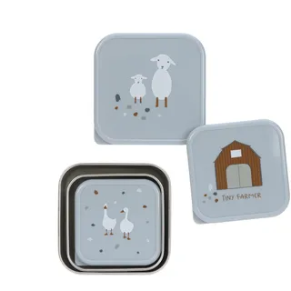 Lässig Snackbox 3er Set Edelstahl 3 Stück Tiny Farmer blue