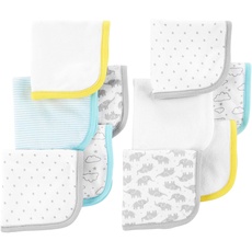 Simple Joys by Carter's Unisex-Baby 10-Pack Washcloth Winter-Zubehör-Set, Mehrfarbig/Elefanten/Punkte/Wolken, Einheitsgröße (10er Pack)
