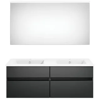 Puris Badezimmer , Grau, Dunkelgrau , Holzwerkstoff , 2 Schubladen , 120 cm , Goldenes M, Made in Germany , hängend , Badezimmer, Badmöbelsets & Badmöbelserien, Badmöbel-Sets