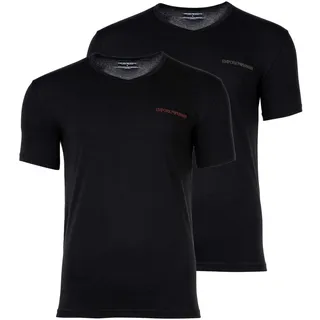 Emporio Armani Herren T-Shirt, 2er Pack - CORE LOGOBAND, V-Neck, Stretch Cotton Schwarz M