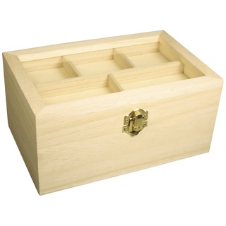 Rayher Holz Schatulle, Deko-Deckel mit fünf Fächern, Schnappverschluss, Holzkiste, FSC zertifiziert, Aufbewahrungsbox zum Bemalen, 62578000, 20x13x9,5cm, FSC Mix Credit, Beige