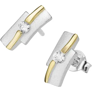 Paar Ohrstecker FIRETTI "Schmuck Geschenk Silber 925 Ohrschmuck Ohrringe bicolor", gold (silberfarben, gelbgoldfarben, kristallweiß, kristallweiß), Ohrringe, Damen, Silber 925 (Sterlingsilber), Paar Ohrstecker, mit Zirkonia (synth.)