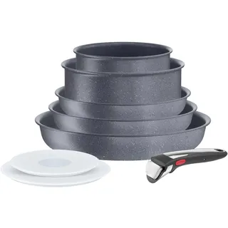 Tefal Ingenio L7669802 Kochgeschirr, 8-teilig, Induktion, Antihaftbeschichtung, stapelbar, Pfannen und Töpfe + abnehmbarer Griff, spülmaschinengeeignet, Made in France, Natural On