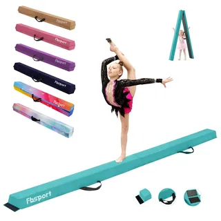 FBSPORT 300CM Faltender Schwebebalken, Gymnastik Balance Balken, Gymnastikboden Balken, Beflockungsschicht Balancierbalken, Balance Fitness Ausrüstung für Kinder