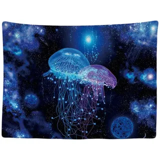 Ulticool - Psychedelic Quallen Jellyfish Natur Tiere - Wandteppich - 200x150 cm - Großer Wandteppich - Poster - Leinwandbild - Zubehör für Schlafzimmer Wohnzimmer Kinderzimmer