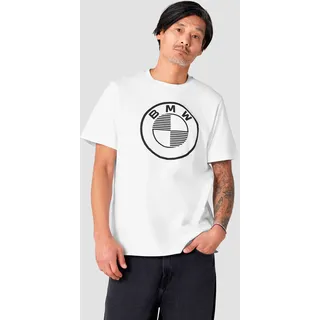 T-Shirt BMW, Herren, Gr. XS, schwarz-weiß (weiß, schwarz), Obermaterial: 100% Baumwolle, unifarben mit Farbeinsatz, regular fit normal, Rundhals, Shirts T-Shirt, mit auffälligem Logo-Print