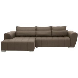 Carryhome Ecksofa , Braun, Grau , Textil , Füllung: Schaumstoff,Schaumstoff , Ottomane links, L-Form , 304x218 cm , Stoffauswahl, seitenverkehrt erhältlich, Schlafen auf Sitzhöhe, Rücken echt, elektrischer Sitzvorzug , Wohnzimmer, Sofas & Couches, Wohnlandschaften, Ecksofas