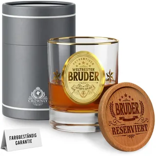 CROWNLY CRYSTAL® Geschenk für Bruder Whiskyglas Personalisierte Geschenke Geburtstagsgeschenk Mit Gravur