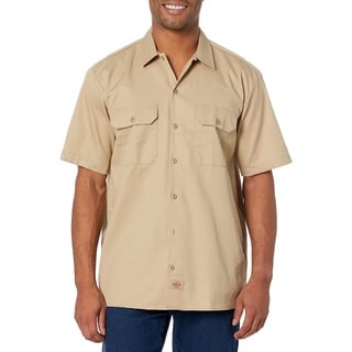 Dickies Herren Regular Fit Freizeit Hemd Shrt/S Work Shirt, Kurzarm, Beige (Khaki KH), Gr. Large (Herstellergröße: L)