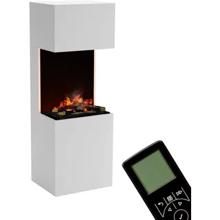 GLOW FIRE Wasserdampf Kamin Beethoven (Standkamin) - Elektrokamin mit realistischen LED 3D-Flammen, Knistereffekt & Fernbedienung, 60x170x50 cm - Opti-Myst 600 Elektro Kamin mit Holz-Deko, Weiß