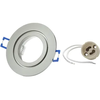 Sweet Led Einbaurahmen inkl. GU10 Fassung 230V IP44 Einbauleuchten-Rahmen Aluminium Einbauspots fürs Bad Möbelleuchten downlight spot rund, Chrom gebürstet