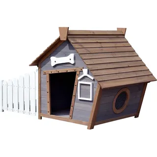 Dobar Hundehütte Porch 146,3 x 90 x 96 cm Holz Grau