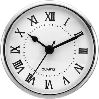 PATIKIL 90mm Quarz Uhrwerk Wanduhr, Stille Römische Ziffern Kaminuhren, Ersatz für Tischuhr, Stehuhr, Standuhr (Silberton/Weiß, Stil 3)
