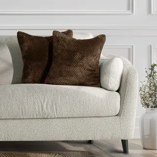 DecoKing 57292 2tlg 2 Kissenbezüge 45x45 cm Mikrofaser Reißverschluss Fleece Kissenhüllen braun Schoko Henry