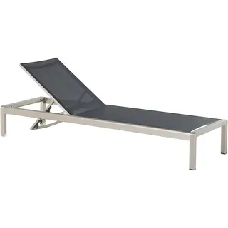 Beliani Gartenliege 198 x 64 x 93 cm Schwarz, Silber