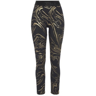 LASCANA ACTIVE Funktionsleggings Damen schwarz, gold Gr.S (36/38)