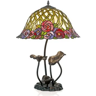 Casa Padrino Tiffany Tischleuchte Hockerleuchte Blumen - Leuchte Lampe