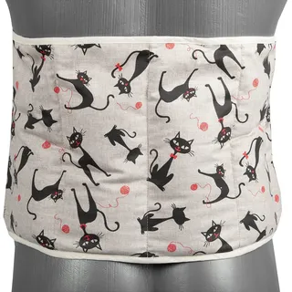 Wärmegürtel Rücken Leinsamenkissen - Gürtel mit Klettverschluss ca. 135cm - 7-Kammer - Wärmekissen - Rückenkissen XXL Körnerkissen - Katze-Mimi