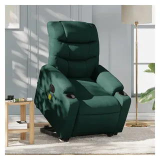 vidaXL Elektrischer Massagesessel mit Aufstehhilfe Dunkelgrün Stoff