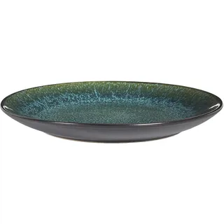 HOME DECO FACTORY, KA0432, Elegant Ceramic Plate, modern and Refined Design, ideal for All Occasions, Easy to clean, Diameter 195 cm, Green and Black Color