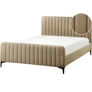 Beliani Polsterbett Taupe Textil, 140x200 cm