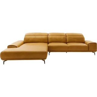 Musterring "MR 2490 Ecksofa mit erstklassigem Sitzkomfort, Long-Life-Leder", Bronze-Fuß Sitzhöhe 46cm, wahlweise mit Funktionen, Maße 342 x 207 cm,