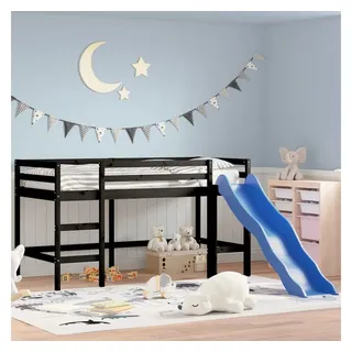 vidaXL Hochbett mit Rutsche 80 x 200 cm Kiefer massiv schwarz