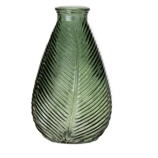 INNA-Glas Flaschenvase NELLOMIO, grün-klar, 23 cm, Ø 14 cm | mit Blattstruktur, Glas - Farbige Vase