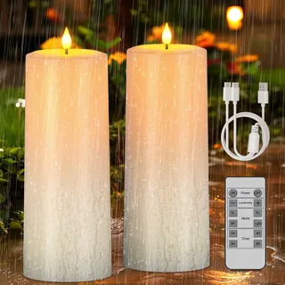 PChero Solar LED Kerzen Aufladbar Outdoor Wasserdicht mit Fernbedienung