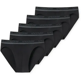 Slip UNCOVER BY SCHIESSER "Slip UNCOVER Cotton 5PACK 5er Pack", Herren, Gr. M, schwarz, Obermaterial: 95% Baumwolle CO. 5% Elasthan EL., Unterhosen Slip